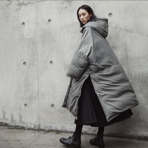 Women's Gray Hooded Puffer Coat